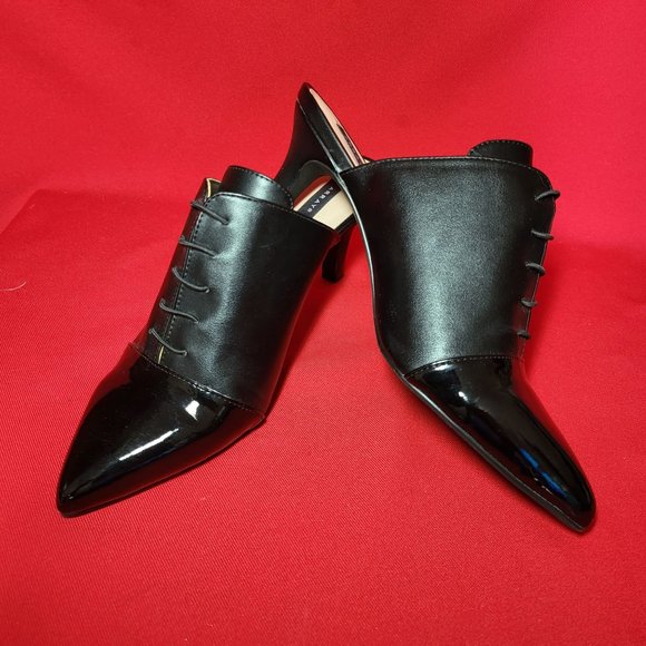 Array Jessie Womens Oxford Faux Leather Mules 8.5 W Black Synthetic - Picture 3 of 11